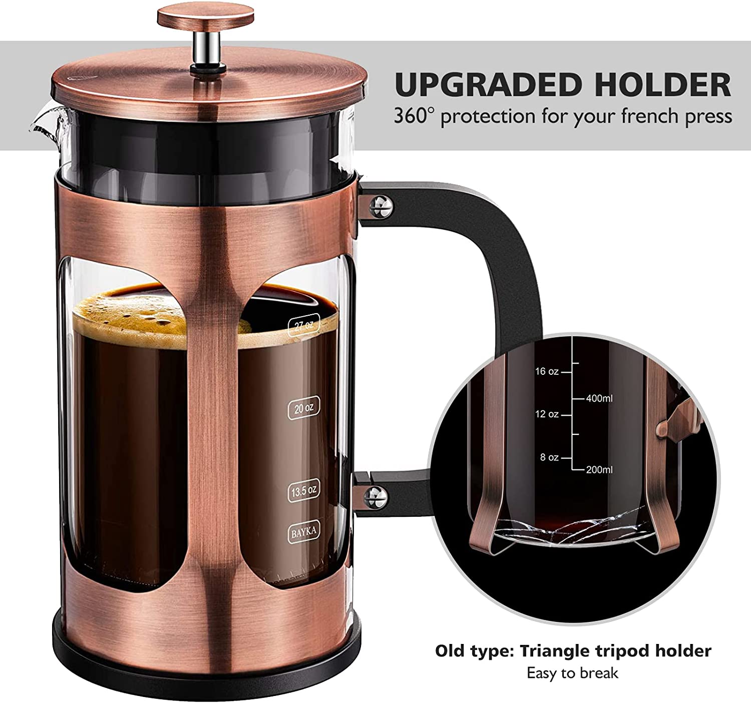 Household French Press Coffee Maker, Small 1 Cup/ 2 Cup Serve