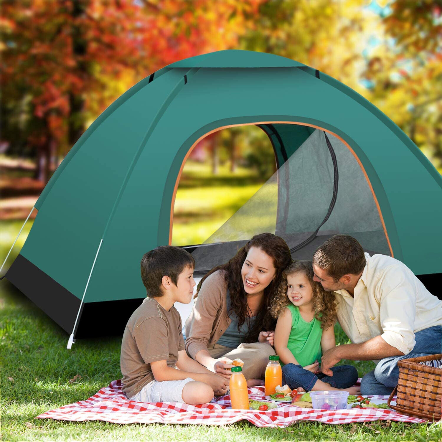 Instant Automatic pop up Camping Tent, 3-4 Persons Lightweight Tent, UV Protecti