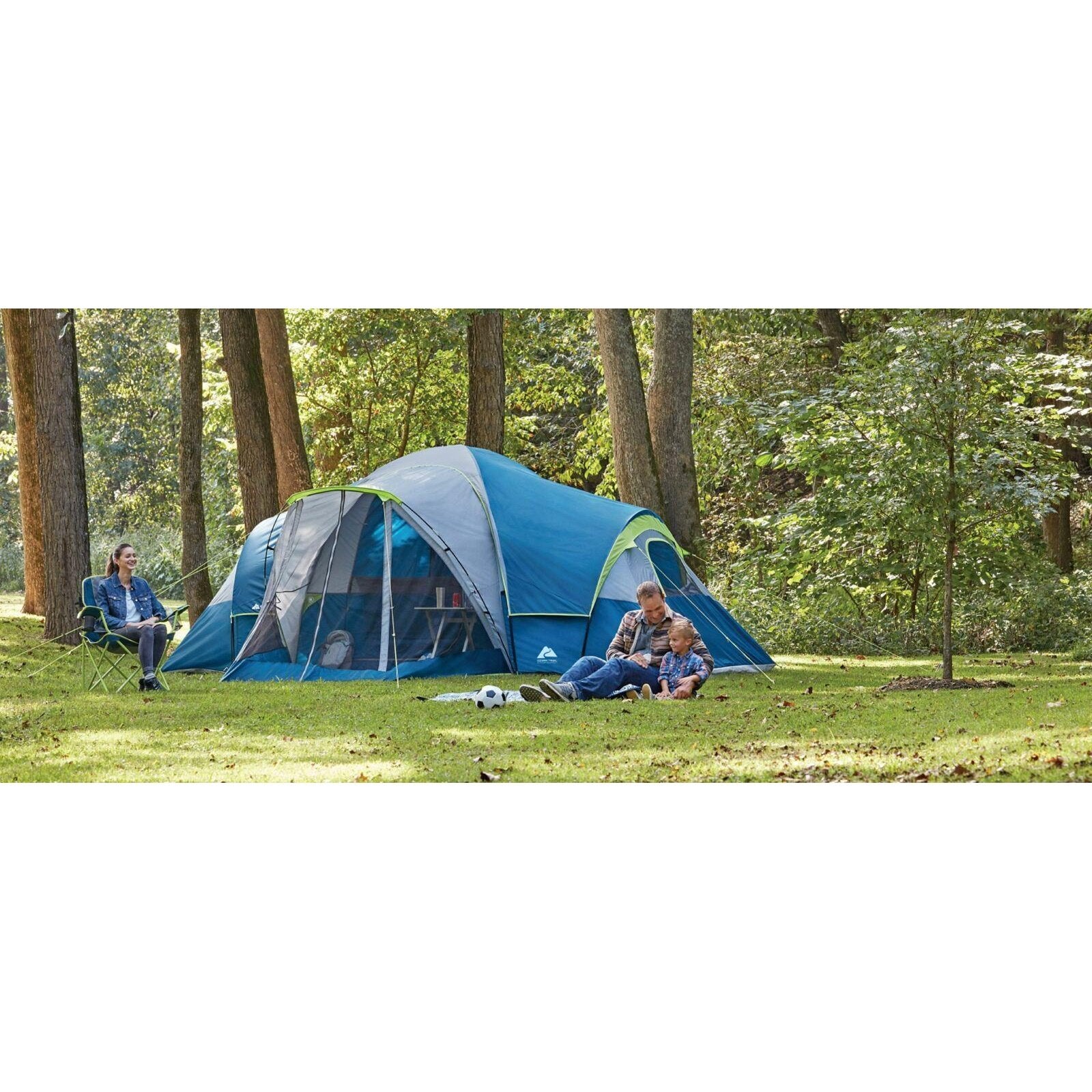 Ozark Trail Hazel Creek 12 Person Cabin Tent, 3 Rooms, Green – HardGrizzly