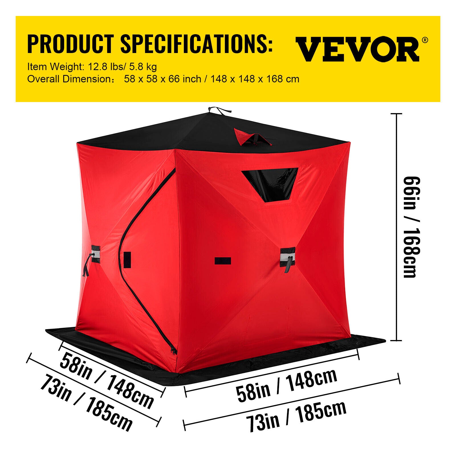 VEVOR Ice Fishing Tent Waterproof Pop-up 2-Person Carrying Bag Ice She