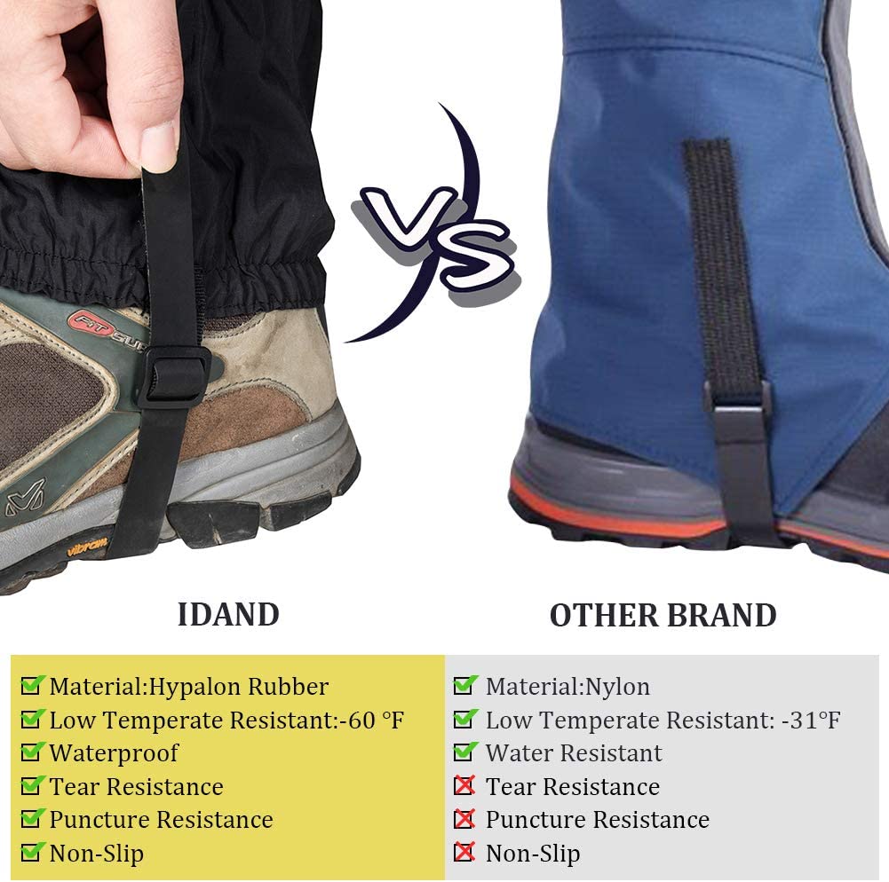 IDAND Leg Gaiters Waterproof Snow Boot Gaiters for Snowshoeing, Hiking –  HardGrizzly