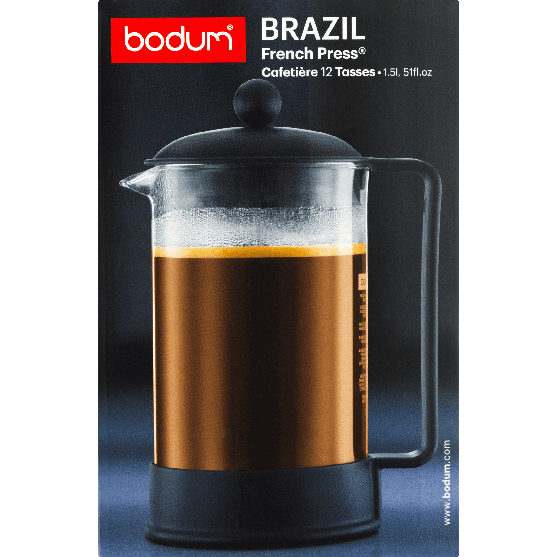 BODUM Brazil French Press Coffee Maker, Borosilicate Glass, 51