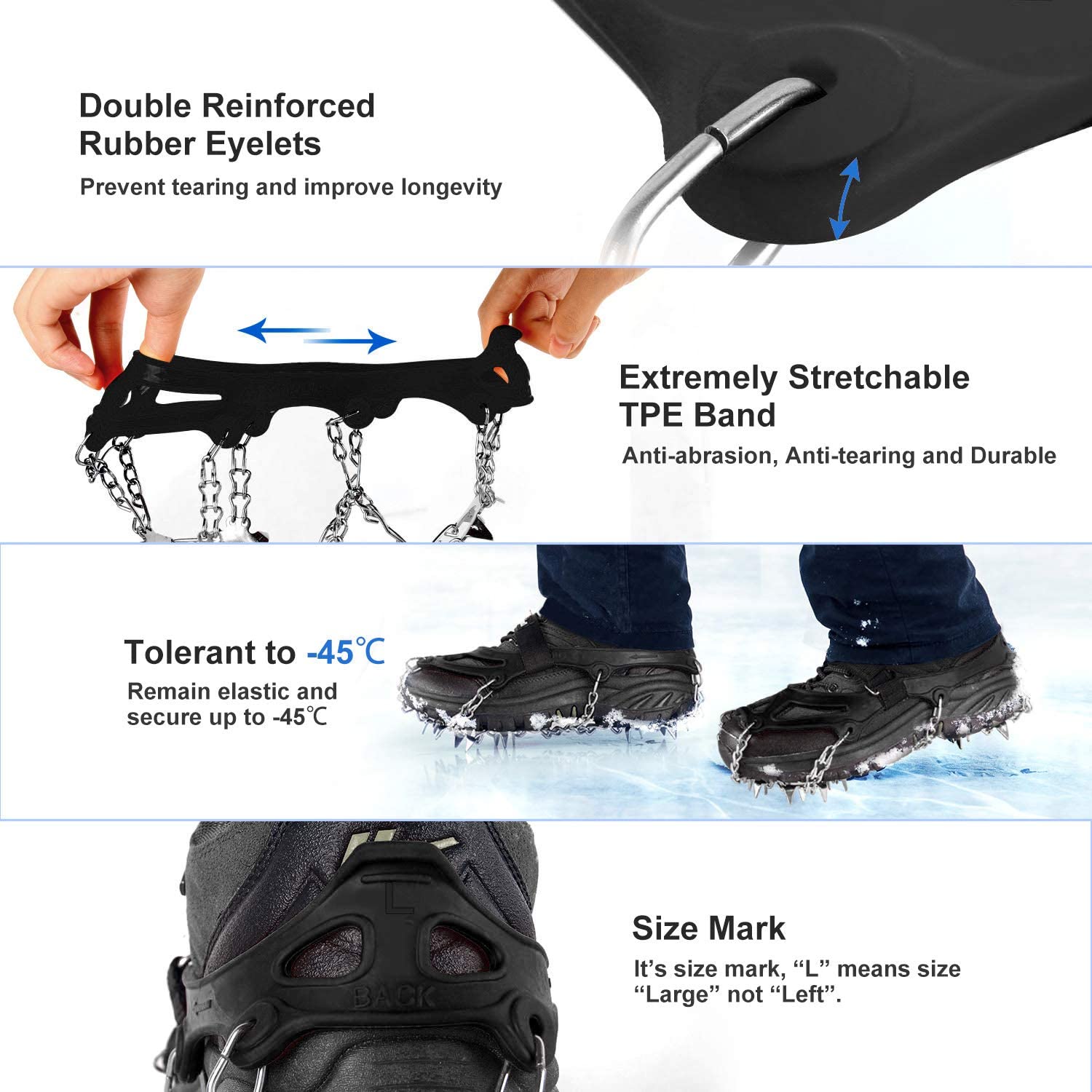  Unigear Crampons for Hiking Boots,Traction Ice Cleats Snow  Grips with 18 Spikes for Walking, Jogging, Climbing and Hiking : Sports &  Outdoors