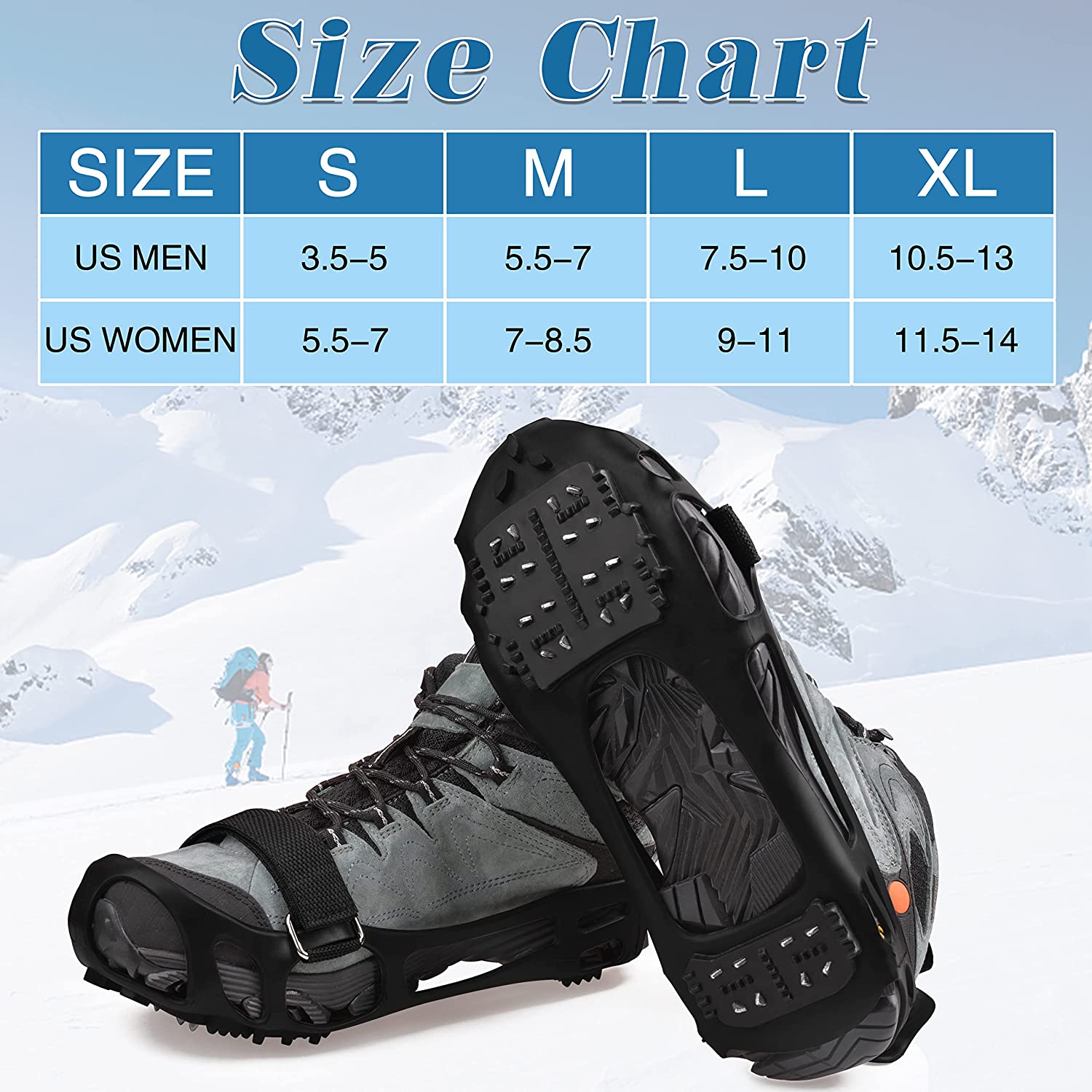 Ice Cleats Snow Traction Cleats Crampon for Walking on Snow and