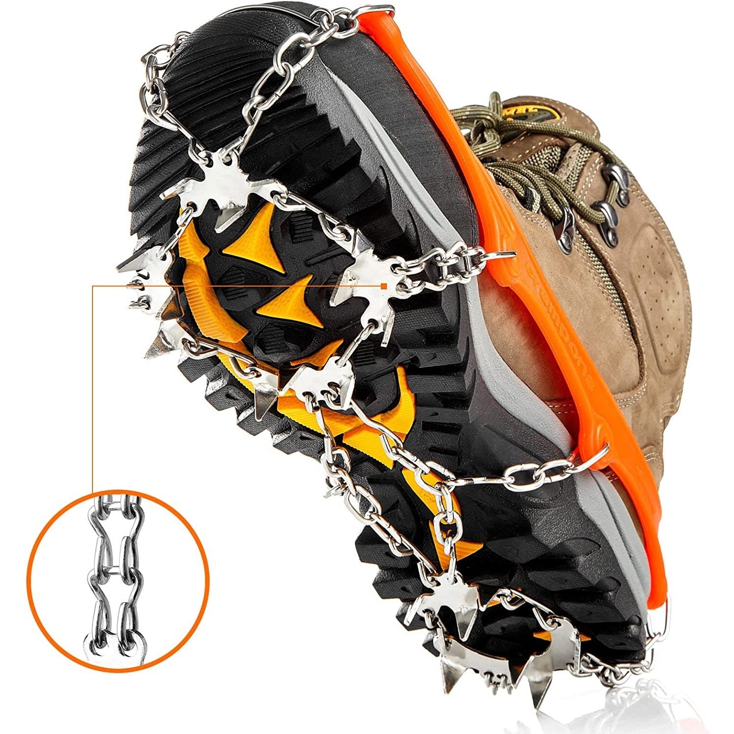 Crampons Ice Cleats 24 Steel Spikes Snow Grips Ice Grippers Traction  Anti-Slip Stainless Cleats for Shoes Boots Winter Outdoor Walking Jogging  Climbing Hiking Fishing Running 